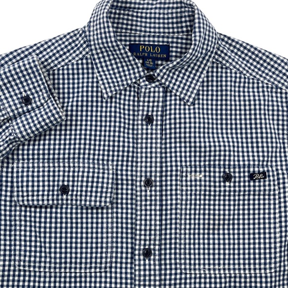 Polo Ralph Lauren Other - Polo Ralph Lauren Boys Workshirt Blue White Gingham Picnic Plaid Size XL 14/16